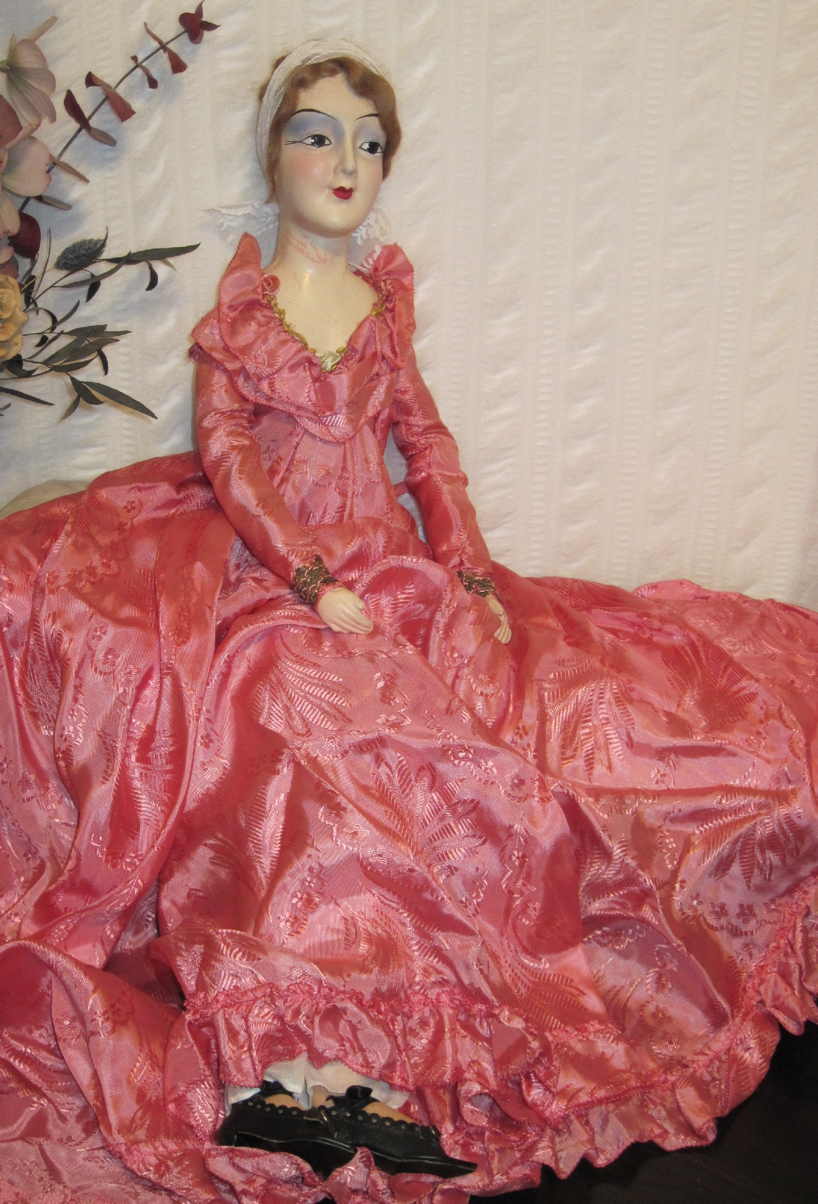 Details about   Antique Composition Boudoir Bed Doll AS IS CREEPY